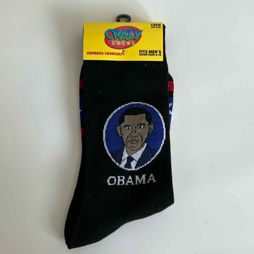 President Barack Obama Hope Change Men's Size 6-12 Crazy Socks New in Packaging